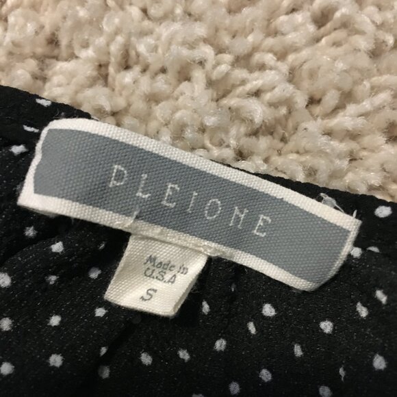 Pleione Black Tiny White Polka Dot Sleeveless Tie Up Blouse - Picture 8 of 13